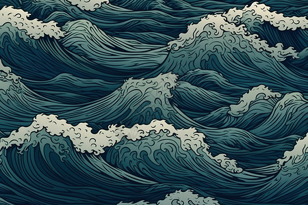 复古中国风海浪图片