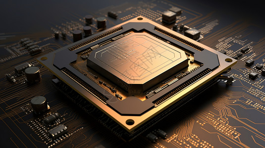 黄金勾高高质感主板处理器设计图片
