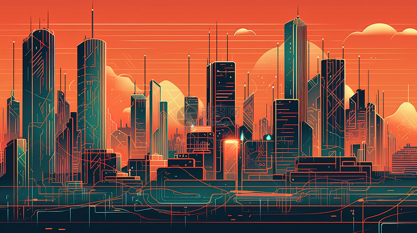 抽象城市动画图片