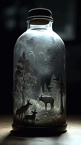 瓶子中的森林图片