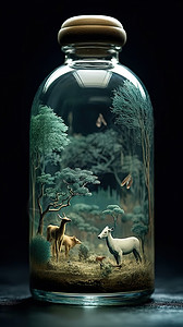 瓶子中的动物高清图片