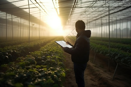 智慧管理农民在科技农场管理背景