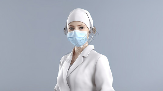 戴口罩的白衣护士背景图片