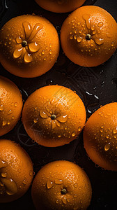 布满水滴的橘子背景图片