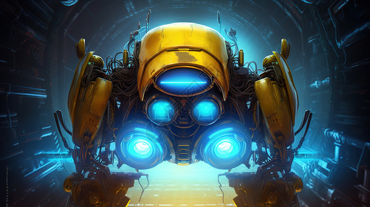 黄色金属机器人背景图片