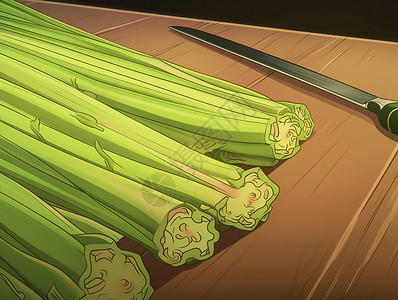 切好蔬菜手绘整齐切好的芹菜图片插画