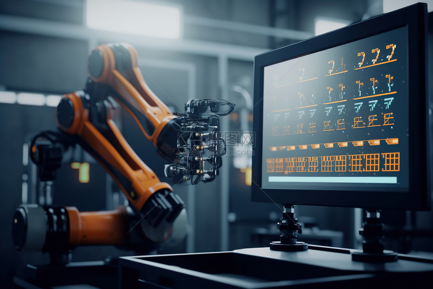 自动化机械臂机在智能工厂图片