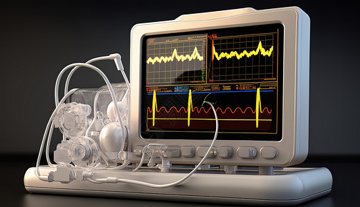 医疗器械设备心电图背景图片