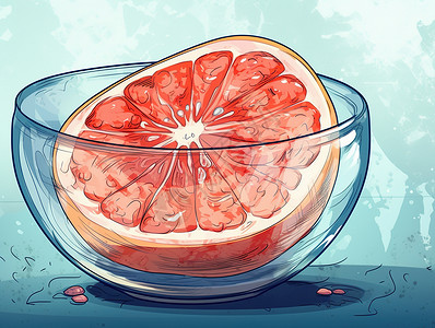 动漫葡萄柚在玻璃碗里图片
