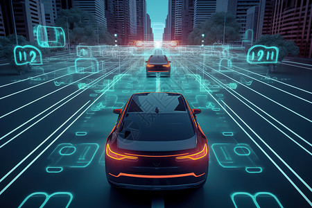 智能网联汽车智能驾驶技术插画