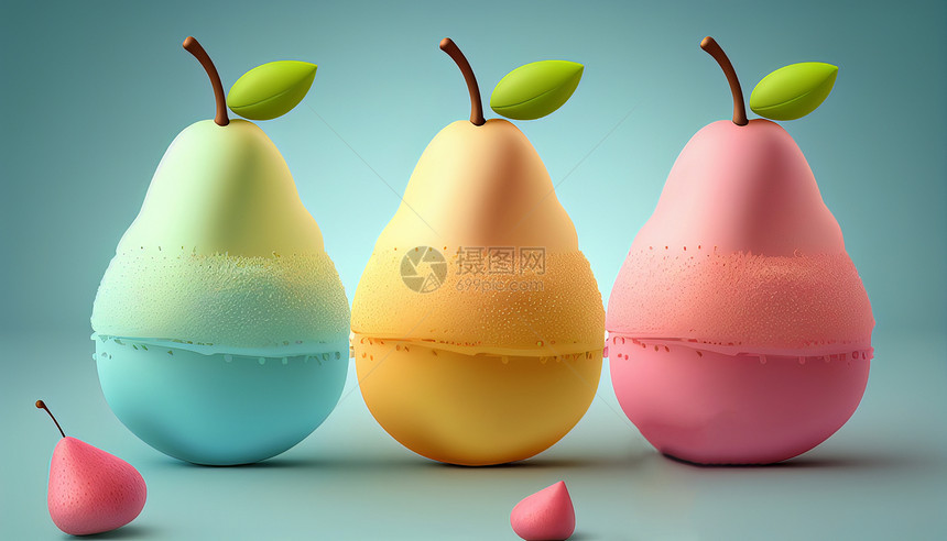 马卡龙梨水果创意甜品图片