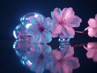 琉璃质感的樱花背景图片