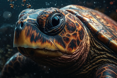 超写实海龟近景背景图片