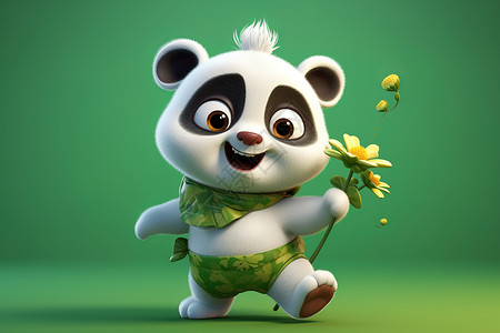 卡通抱着拿着的站立小熊猫背景图片