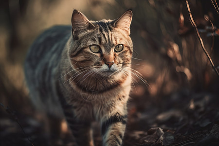 行走的猫写实行走的狸花猫背景