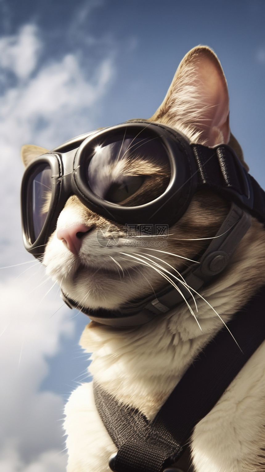 一只猫戴着眼镜图片