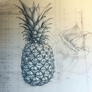 大菠萝菠萝手绘图插画