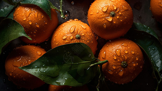 橙子和水滴无缝背景近景背景图片