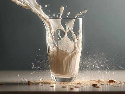 玻璃杯子内的牛奶背景图片