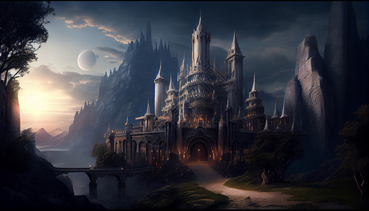 欧式城堡风景背景图片