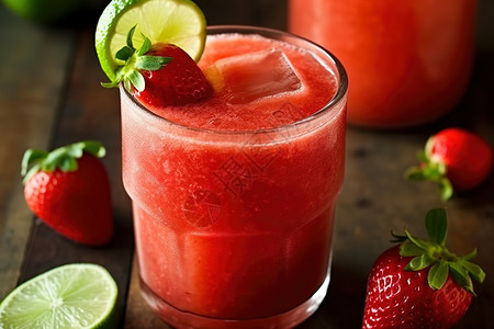 夏日草莓果汁图片