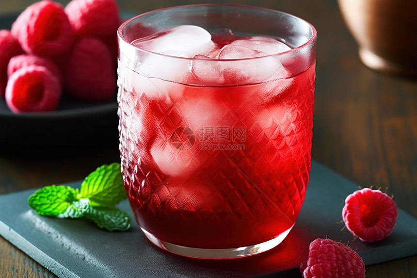 鲜榨树莓果汁图片