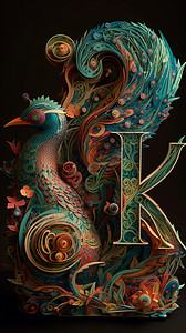 中国风立体字母k背景图片