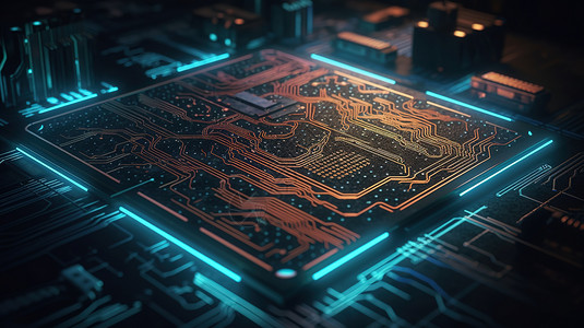 未来计算机电路板和CPU图片