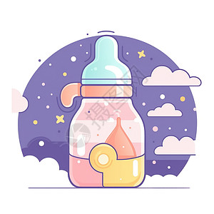 扁平奶瓶可爱的奶瓶插画