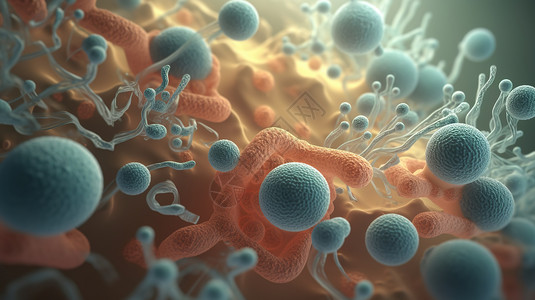 微型月季细菌和病毒细胞的对抗设计图片