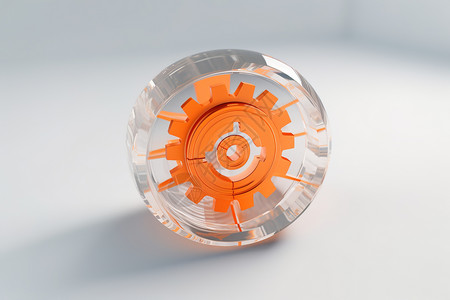 齿轮艺术技术服务图标橙色玻璃插画