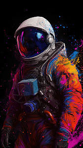 宇航员被泼墨背景图片