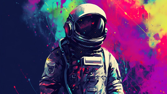 油漆画以宇航服为主题的画插画
