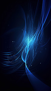深蓝色科技深蓝色背景，带有流动灯光的装饰插画