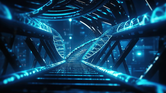 桥阶梯蓝色的轨道插画
