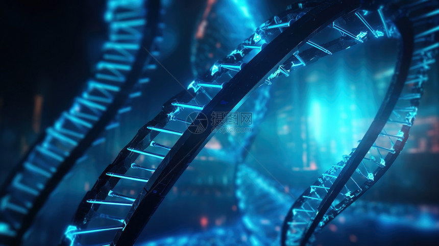 亮蓝光的DNA 图片