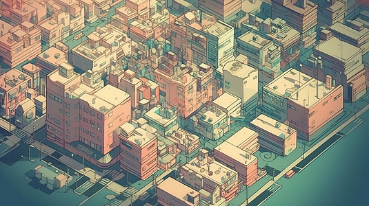 城市模块寂静的城市插画