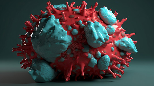 蠕动病毒被蓝色物质包围设计图片