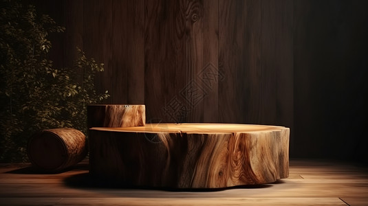 木凳素材木质展台插画