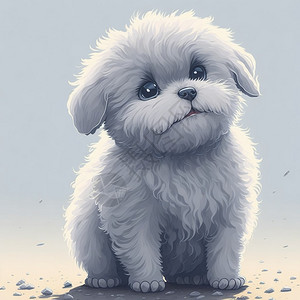 马尔济斯犬可爱的小狗插画