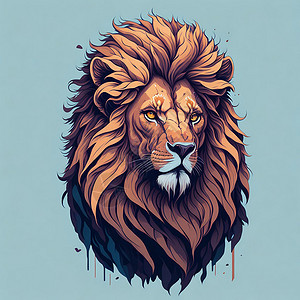 凶猛的狮子插画图片