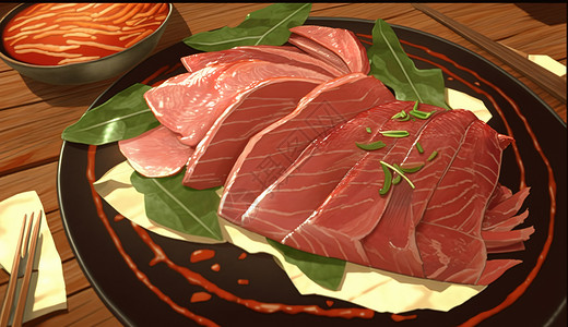 生鲜肉类新鲜肉片插画