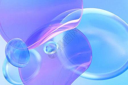 彩色透明气球Blender抽象几何清新玻璃场景设计图片