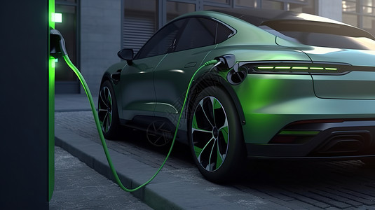 汽车跑车新能源汽车充电插画