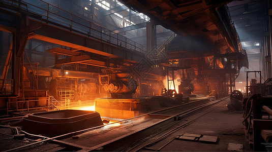 工业场景素材钢铁厂车间场景插画