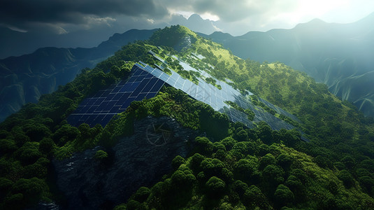 创新能源山峰上的太阳能插画