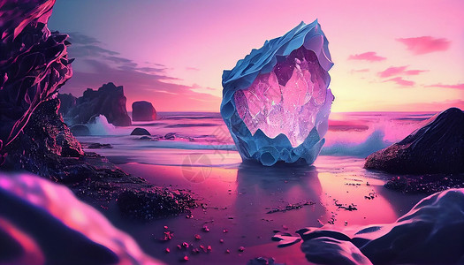 梦幻海边水晶背景图片