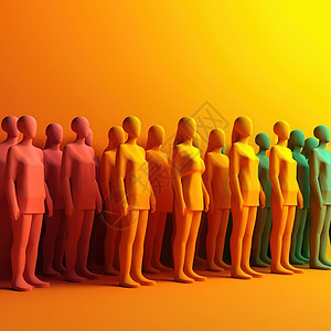 3D色彩多色的人群插画