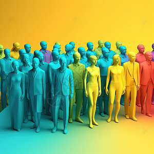 数字社会多个色彩的人群插画