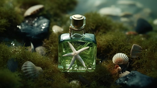 绿色的小瓶香水背景